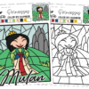 Princess Color by Number: 12 Princess Coloring Pages
