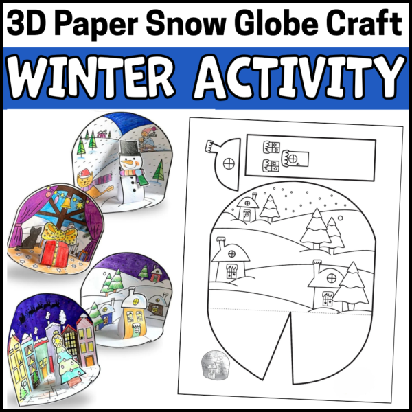1 3D Paper Snow Globe Coloring Craft