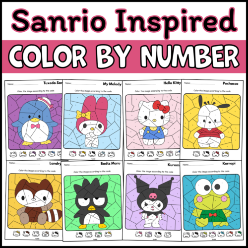 Sanrio-Inspired Characters Color by Number Activity Pages