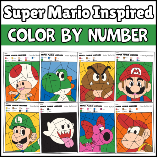 Video Game Adventure Color by Number Worksheets