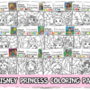 Princess Color by Number: 12 Princess Coloring Pages