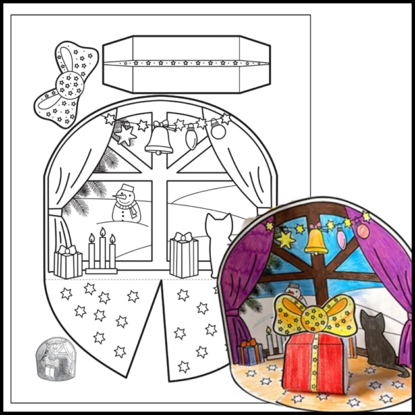 3 3D Paper Snow Globe Coloring Craft