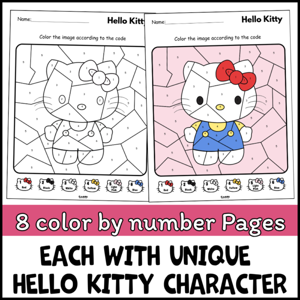 Sanrio-Inspired Characters Color by Number Activity Pages